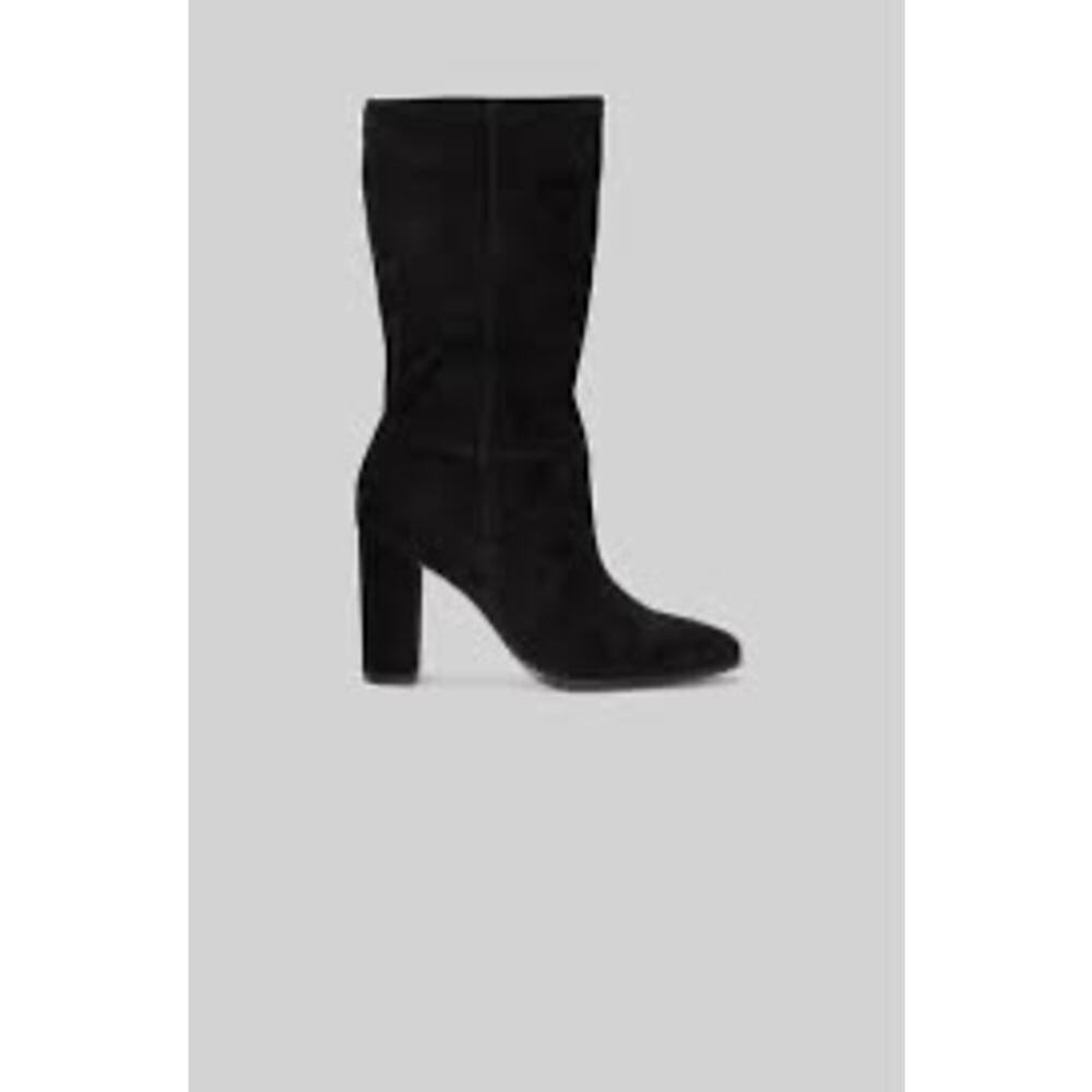 Ralph Lauren Artizan II Black Suede Mid Calf Boots Minimal Chic Sz 9